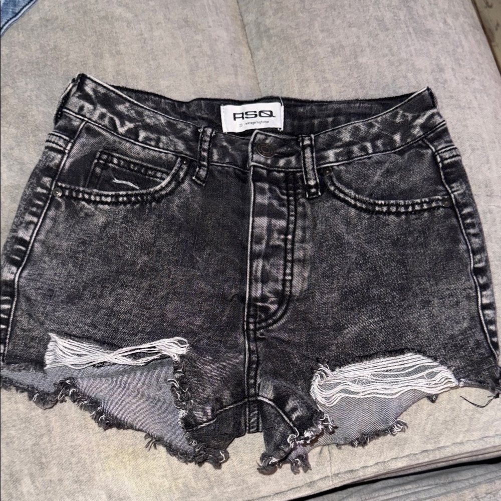RSQ Women's Charcoal Distressed Jean Shorts